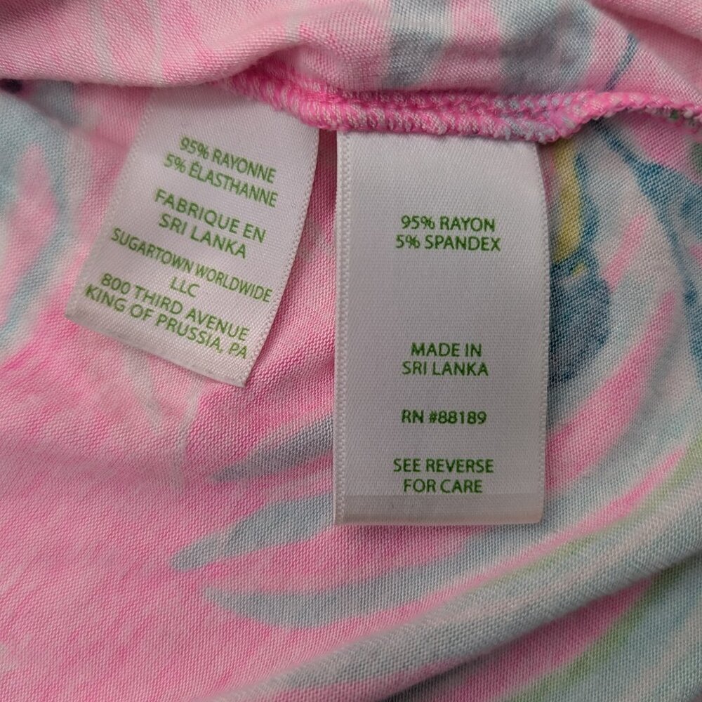 Lilly Pulitzer Long Sleeve V-Neck Top – Pink Tropical Floral Print Size S - Picture 6 of 7